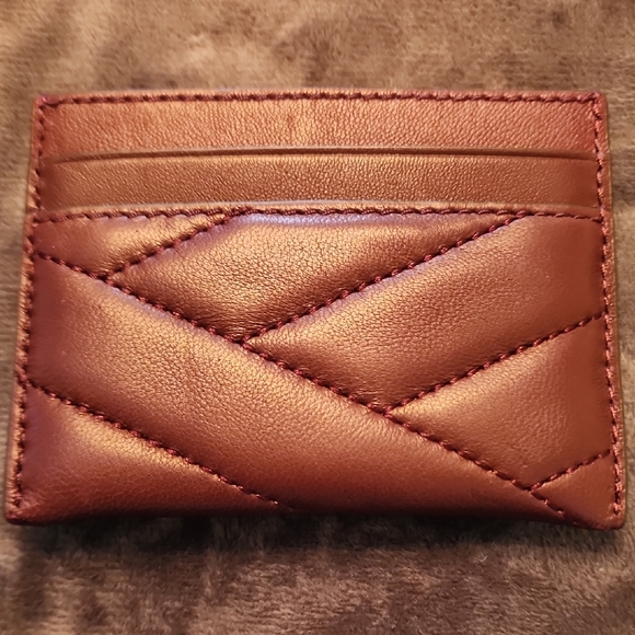 Tory Burch Maroon Card Holder with Gold Logo - Picture 3 of 7
